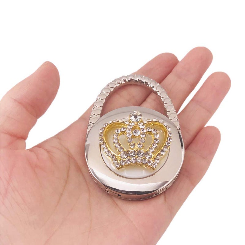 QTMY Rhinestone Imperial Crown Purse Hanger for Tables Foldable Handbag Hook - Image 1